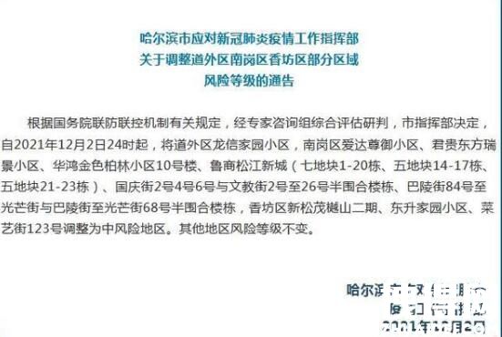 哈尔滨多地调整为中风险 到底是什么情况？